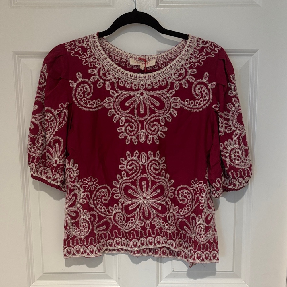 Solitaire Burgundy Embroidered Blouse